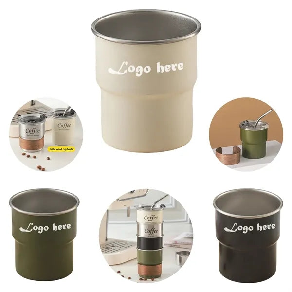 Insulated Stainless Steel Tumbler with Wood Sleeve