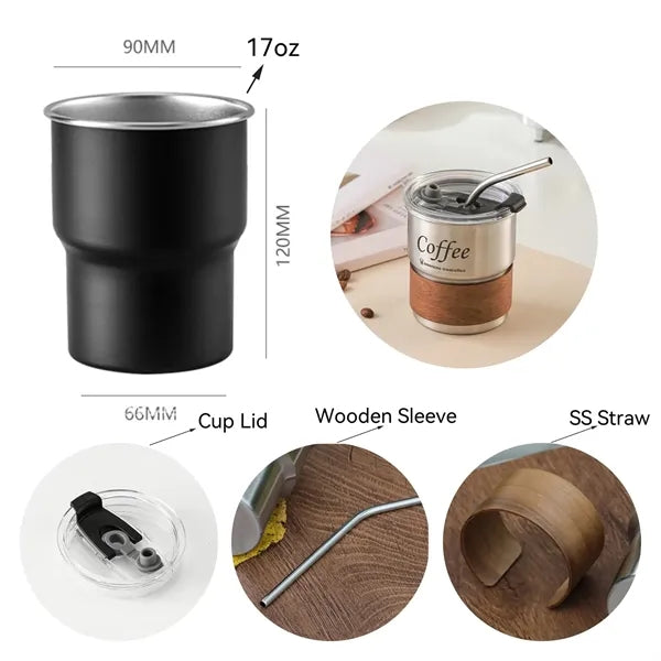 Insulated Stainless Steel Tumbler with Wood Sleeve
