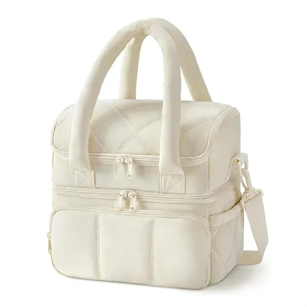 Women's Quilted Puffer Double-Deck Lunch Bag