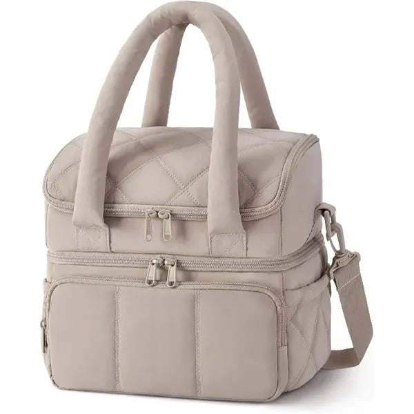 Women's Quilted Puffer Double-Deck Lunch Bag