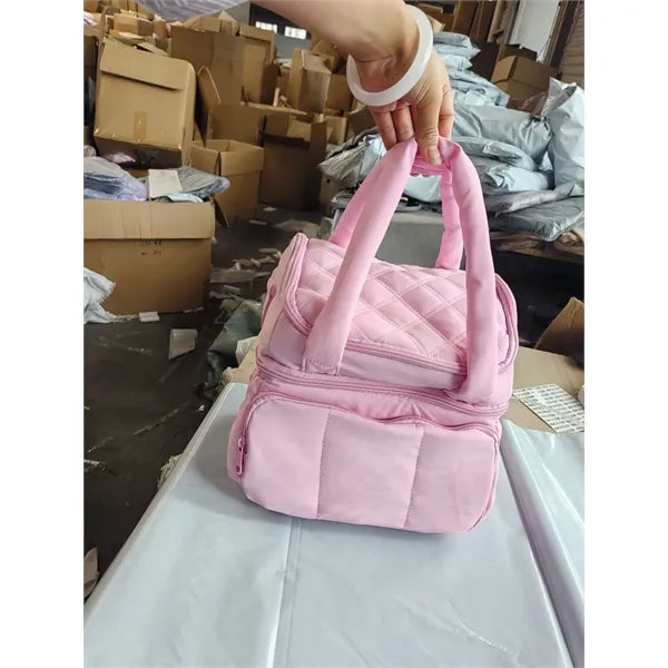 Women's Quilted Puffer Double-Deck Lunch Bag