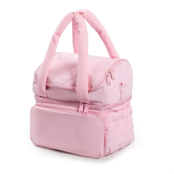Women's Quilted Puffer Double-Deck Lunch Bag