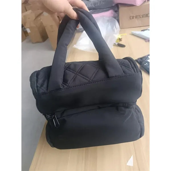 Women's Quilted Puffer Double-Deck Lunch Bag