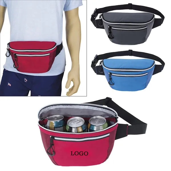 Oxford Cloth Waist Belt Insulated Fanny Pack 3 Can Cooler