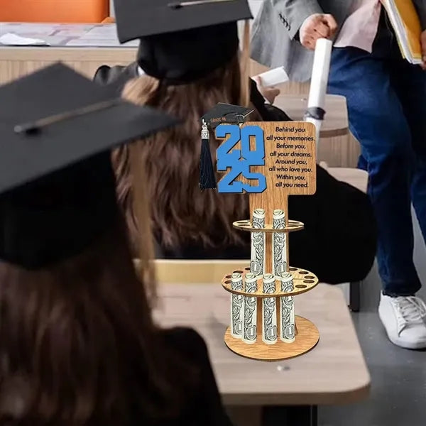 Wooden Graduation Cash Gift Holder with Inspirational Decor