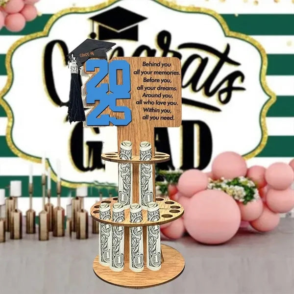 Wooden Graduation Cash Gift Holder with Inspirational Decor