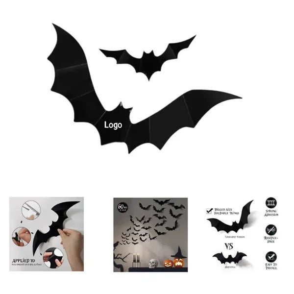 Plastic Halloween Bat Wall Decals