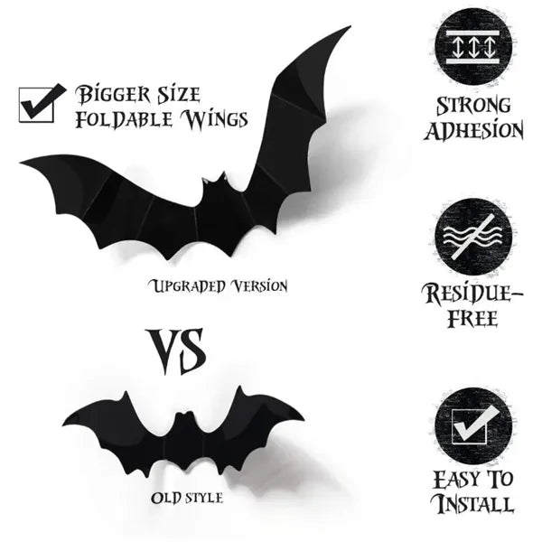 Plastic Halloween Bat Wall Decals