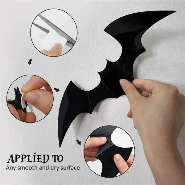 Plastic Halloween Bat Wall Decals