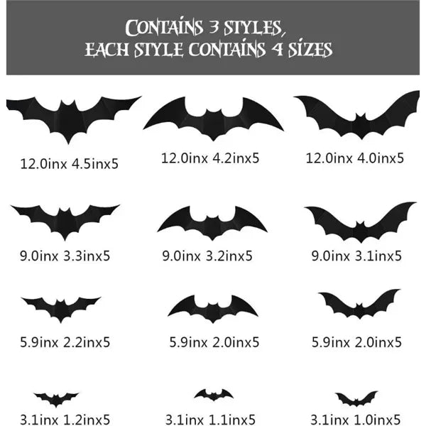 Plastic Halloween Bat Wall Decals