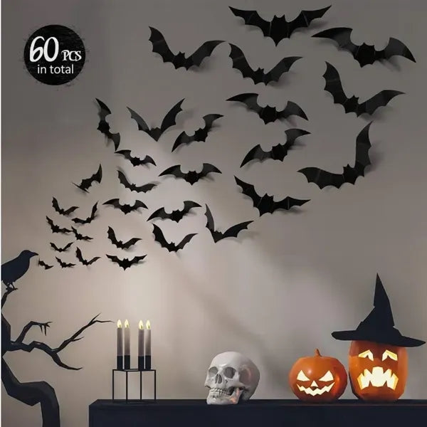Plastic Halloween Bat Wall Decals