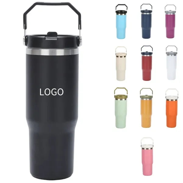 30oz Insulated Stainless Steel Travel Tumbler with Handle