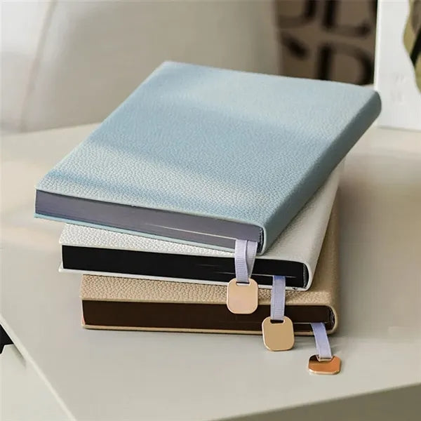 A5 PU Leather Thick Paper Lay-Flat Bookmark Lychee Notebook