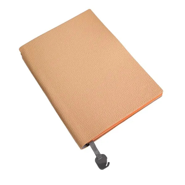 A5 PU Leather Thick Paper Lay-Flat Bookmark Lychee Notebook