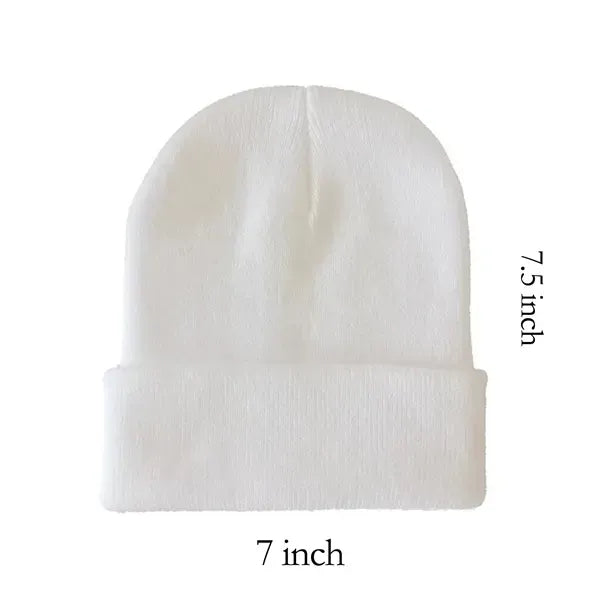 Warm Cozy Embroidery Knitted Cuffed Beanie