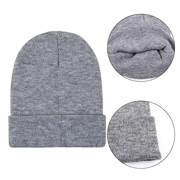 Warm Cozy Embroidery Knitted Cuffed Beanie