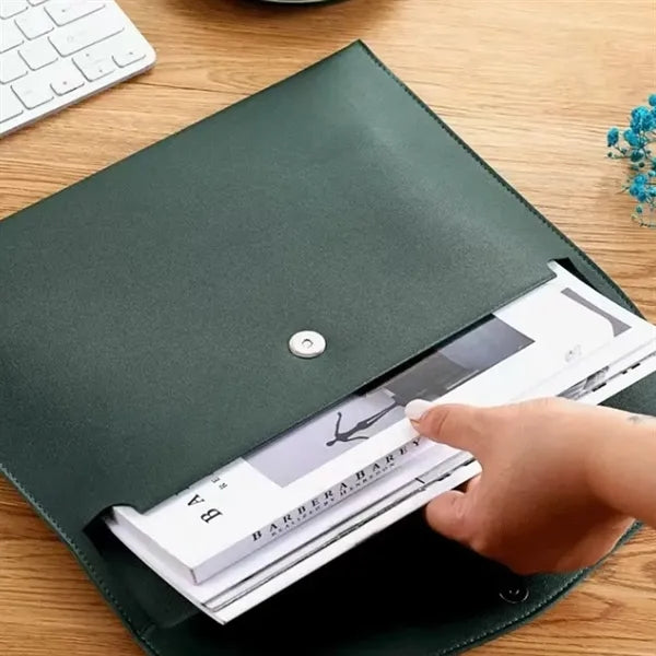 A4 PU Leather Waterproof Spacious Portable Snap File Bag