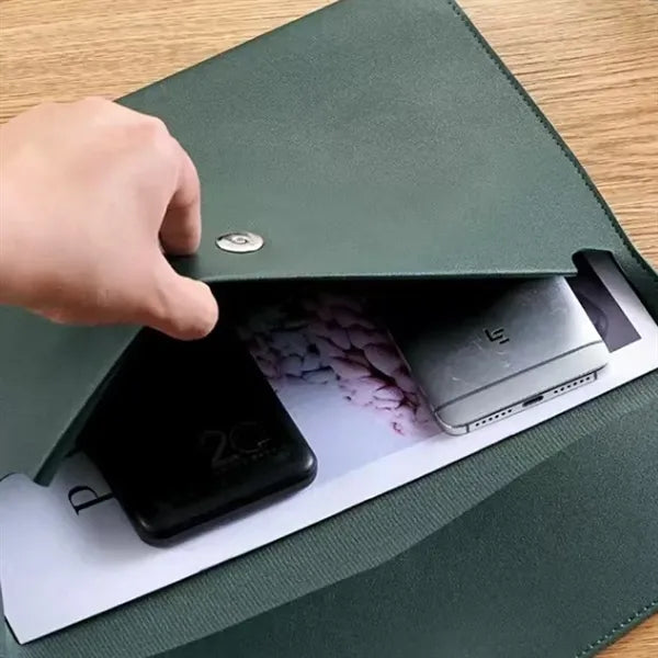 A4 PU Leather Waterproof Spacious Portable Snap File Bag
