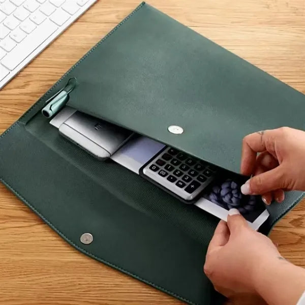 A4 PU Leather Waterproof Spacious Portable Snap File Bag