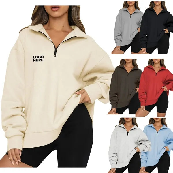 Travel Hoodie Women's Half-Zip Pullover Sweatshirt