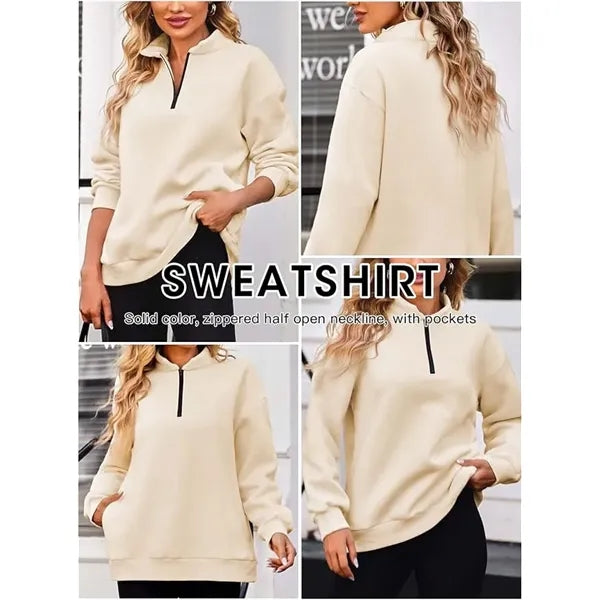 Travel Hoodie Women's Half-Zip Pullover Sweatshirt