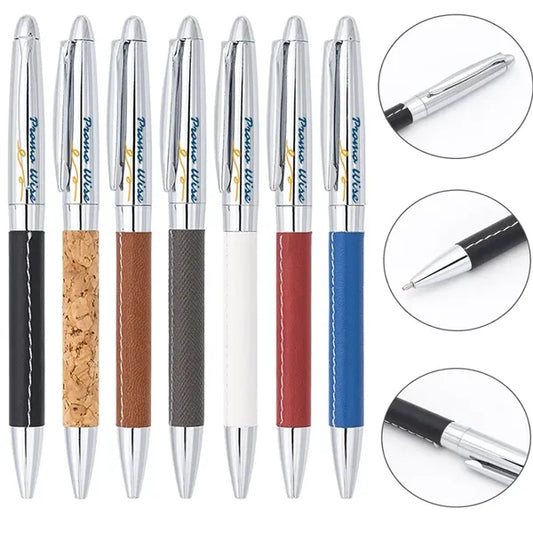 Anti-Slip Fine Point Twist PU Leather Wrapped Ballpoint Pen