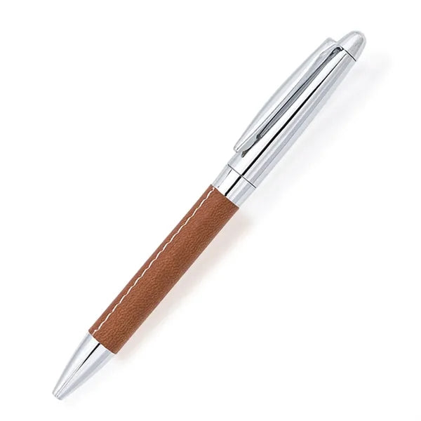 Anti-Slip Fine Point Twist PU Leather Wrapped Ballpoint Pen