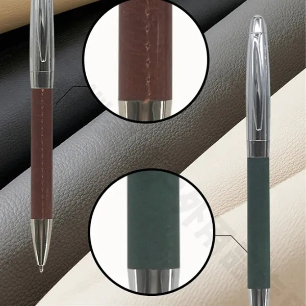 Quick-Dry Smooth Writing PU Leather Stainless Steel Pen
