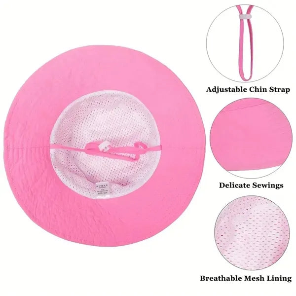 Foldable Kids' Breathable Sun Hat with Adjustable Chin Strap