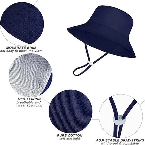 Foldable Kids' Breathable Sun Hat with Adjustable Chin Strap