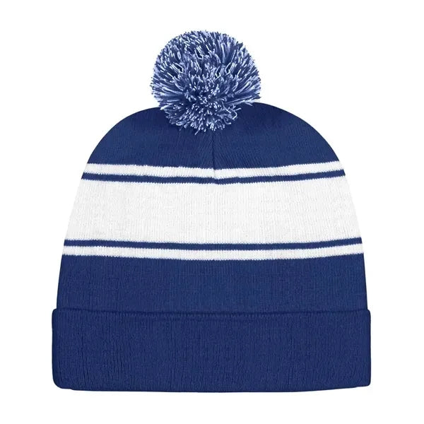 Acrylic Knit Beanie Cap With Pom
