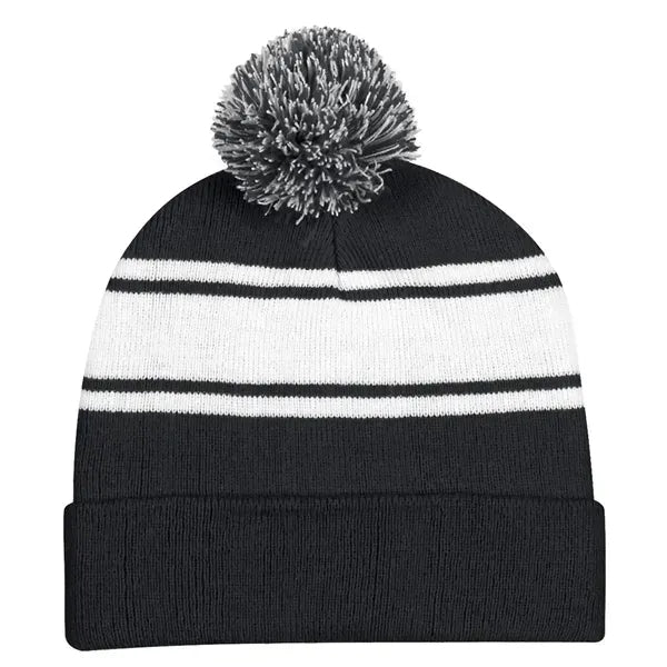 Acrylic Knit Beanie Cap With Pom
