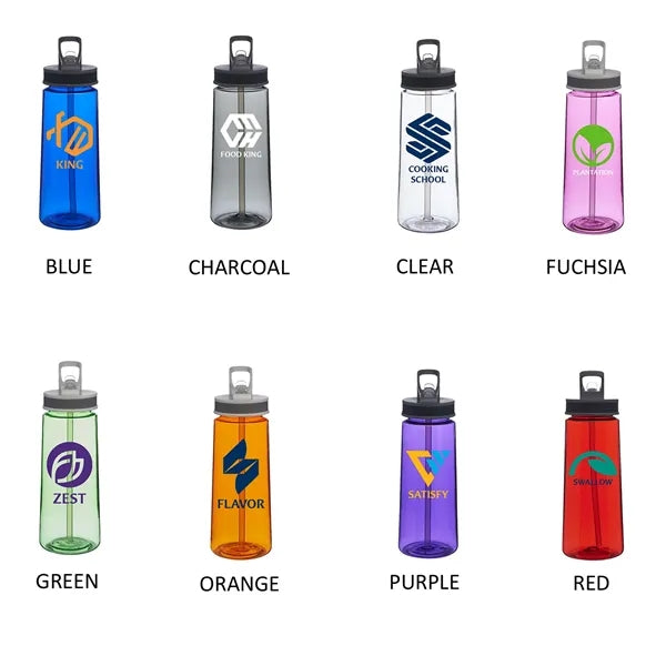 Sports Plastic Water Bottle - with Sip Straw, 22 oz.