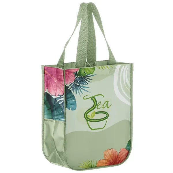 Laminated Lulu Style Shopper Tote Bag - 12" x 9" x 4"