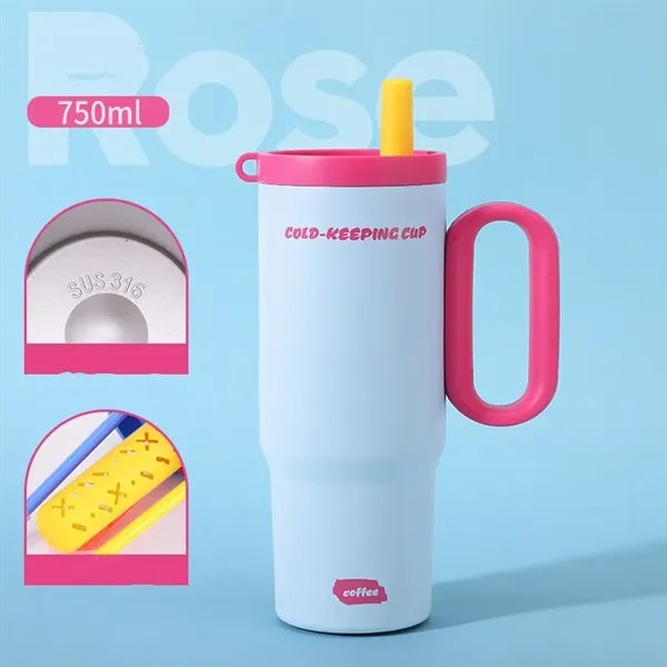25Oz Insulated Stainless Steel Tumbler with Lid and Straw