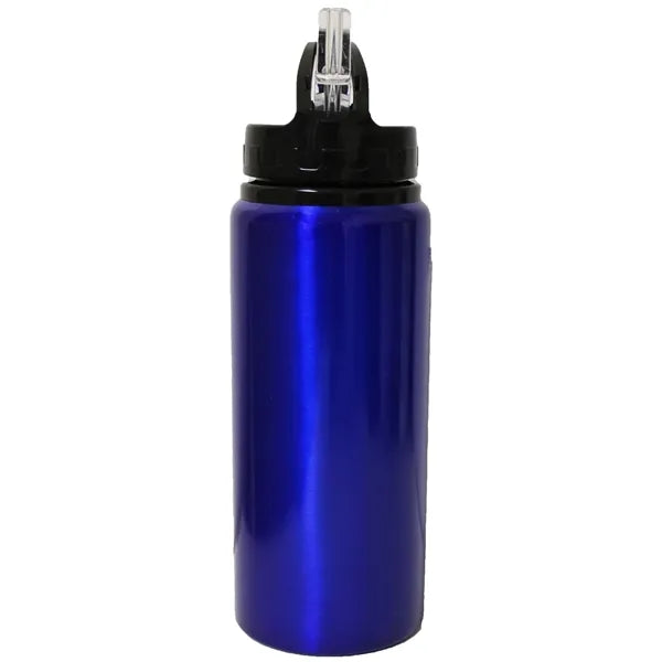 22 Oz. Aluminum sports water bottle with straw spout