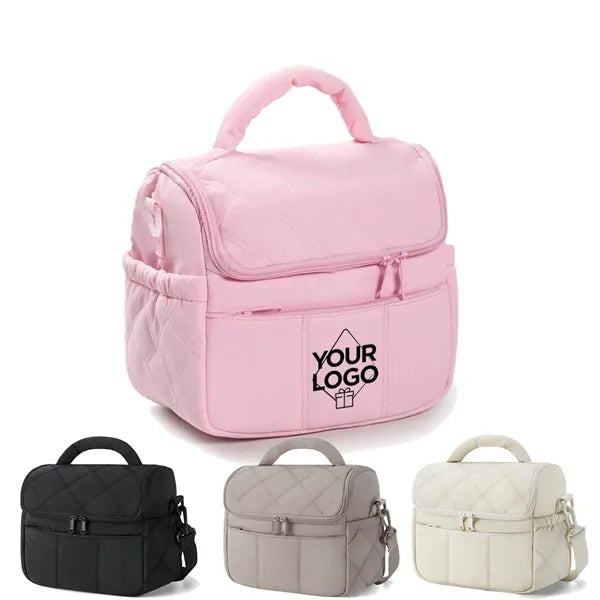 Puffy Insulated Lunch Bag for Women with Adjustable Strap