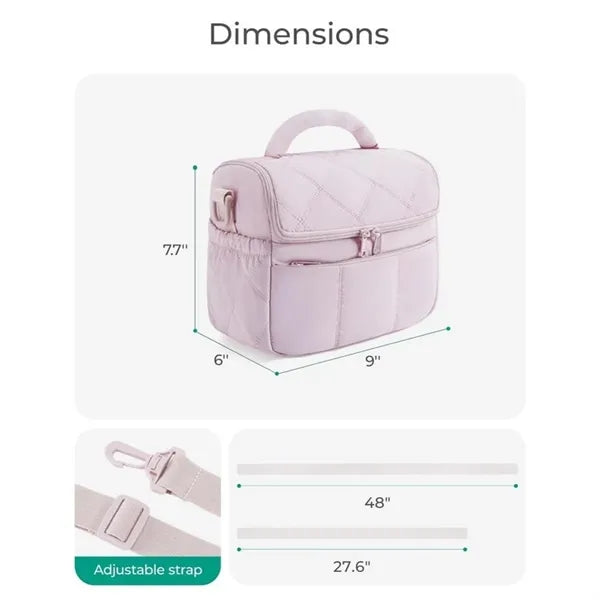 Puffy Insulated Lunch Bag for Women with Adjustable Strap