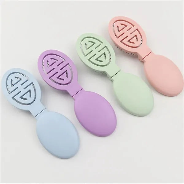 Foldable Travel Hair Brush With Mirror