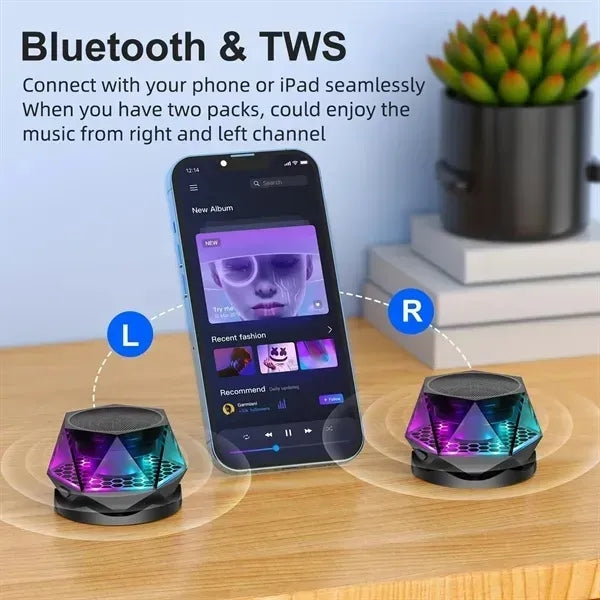 Magnetic Wireless Diamond Bluetooth Speaker with Multi Light