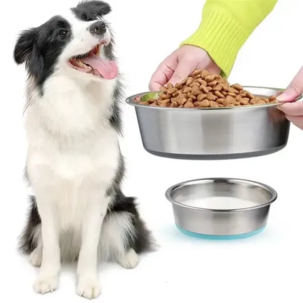 Rubber Base Stainless Steel Dog Bowls 16oz