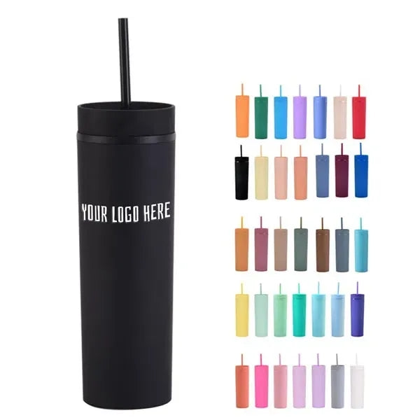 16oz Skinny Bottle with Lid & Straw