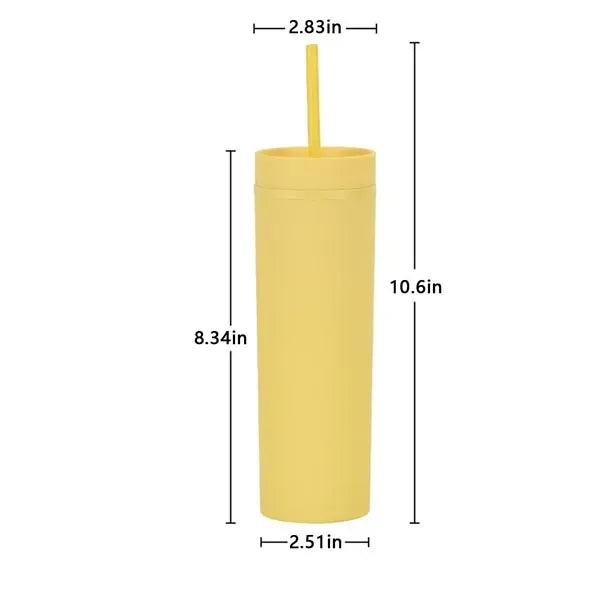 16oz Skinny Bottle with Lid & Straw
