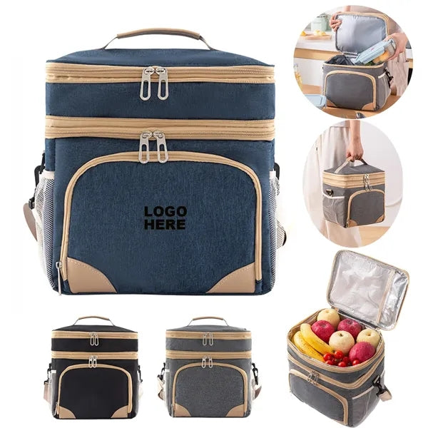 Double-Deck Insulated Lunch Bag for Office School