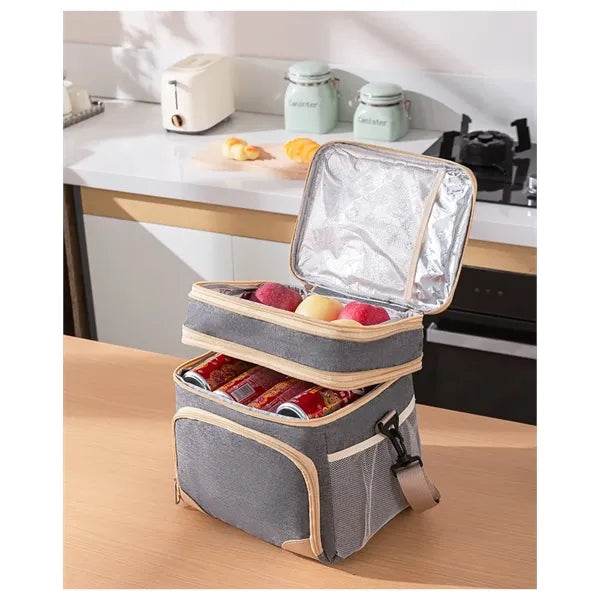 Double-Deck Insulated Lunch Bag for Office School