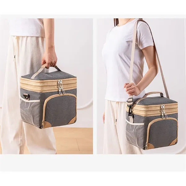Double-Deck Insulated Lunch Bag for Office School