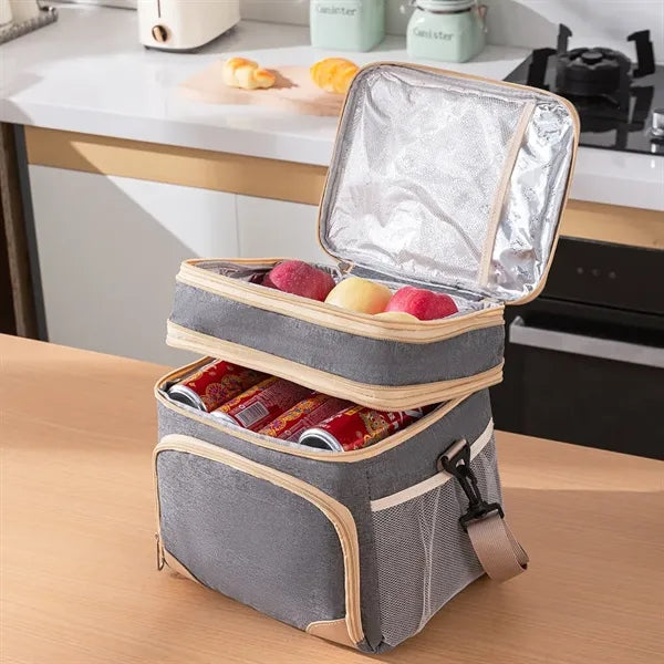 Double-Deck Insulated Lunch Bag for Office School