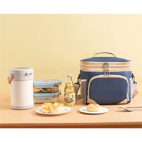 Double-Deck Insulated Lunch Bag for Office School