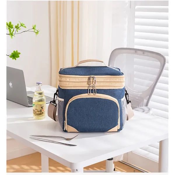 Double-Deck Insulated Lunch Bag for Office School