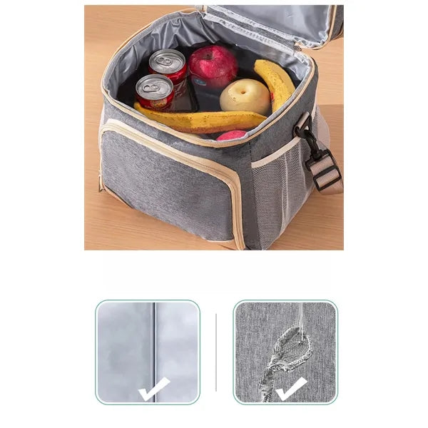 Double-Deck Insulated Lunch Bag for Office School
